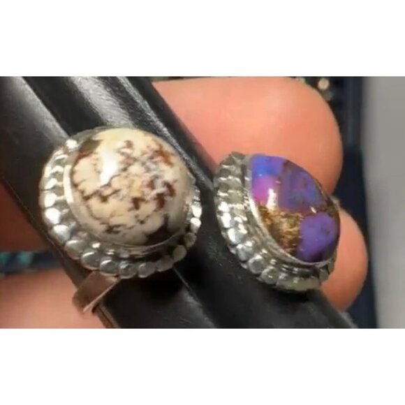 Wild Horse & Purple Mojave Turquoise Sterling Silver Bypass Ring Size 8.5 - Picture 4 of 6